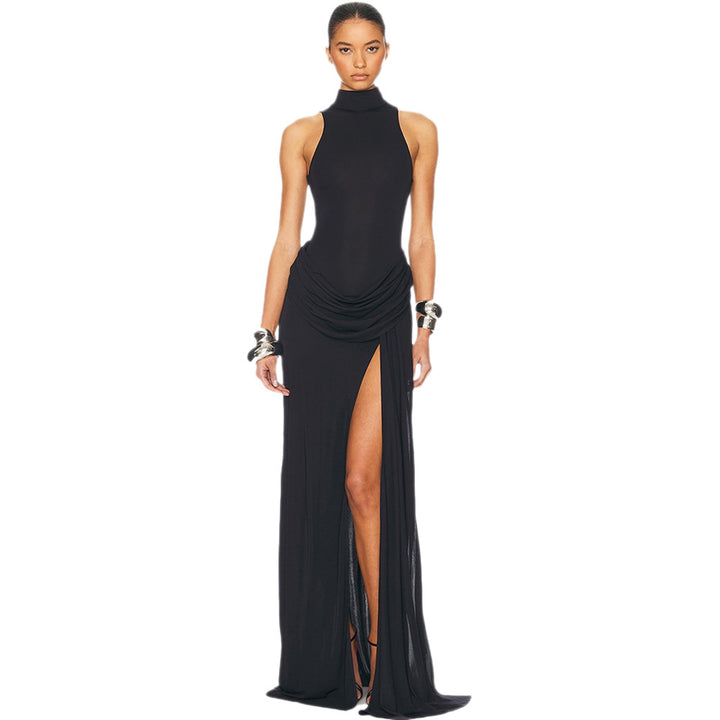 Damen Maxikleid mit figurbetontem Schnitt und elegantem Drapierungselement Drune