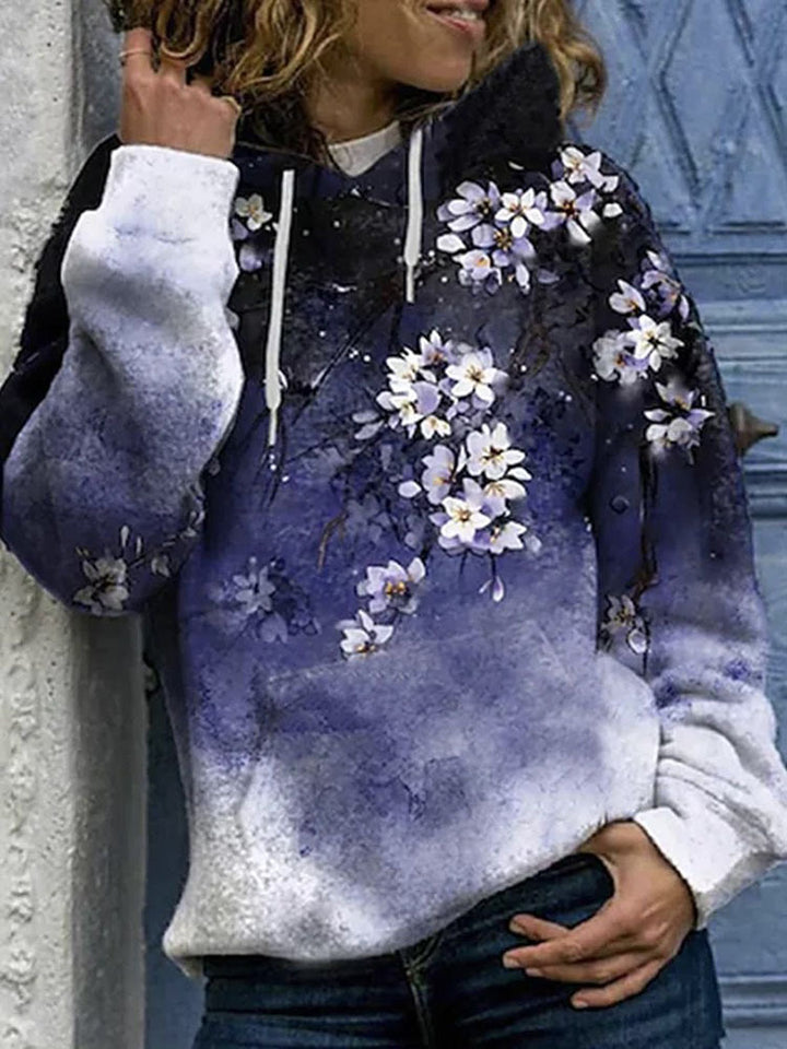 Damen Halloween Kapuzenpullover mit Kürbis- und Katzenprint, Paillettenbesatz und Oversize-Schnitt Drune
