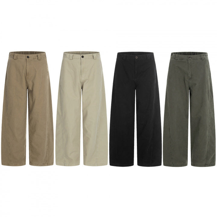 Damen Weite Cropped-Hose mit hoher Taille und geradem Bein Drune