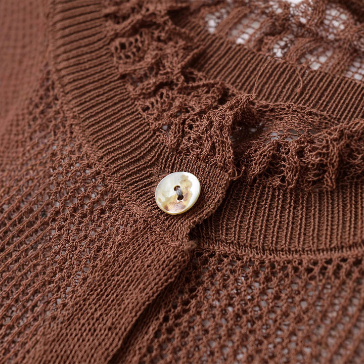 Damen luftige Strickjacke mit fließendem Schnitt und Rüschendetails Drune
