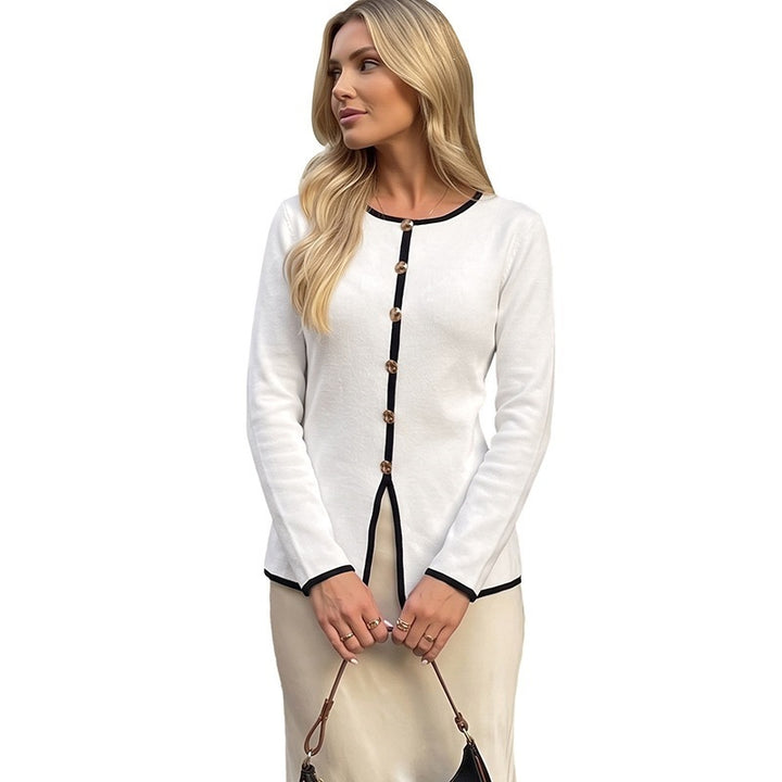 Damen Langarmshirt mit dekorativen Knöpfen Drune