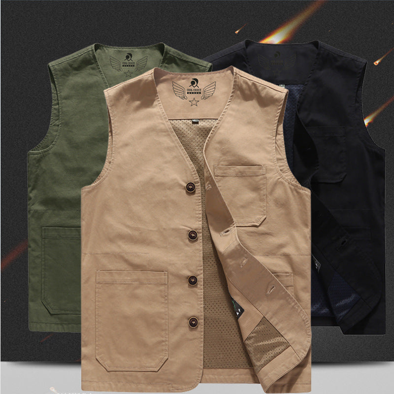 Herren Canvas-Utilityweste mit Netzfutter und Mehrfachtaschen Drune