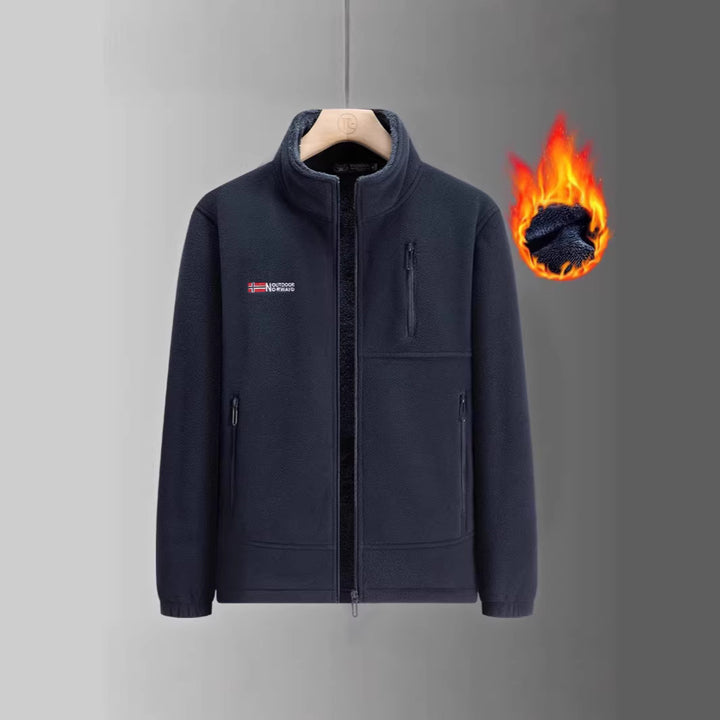 Herren Thermo-Fleecejacke mit Sherpa-Innenfutter, Stehkragen und Reißverschlusstaschen Drune