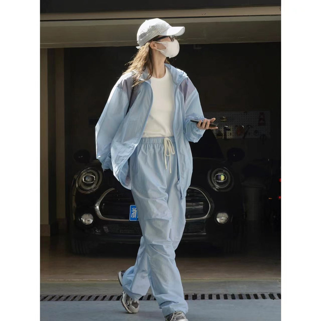 Damen Weite Nylon-Loungehose mit Tunnelzug und elastischem Bund Drune