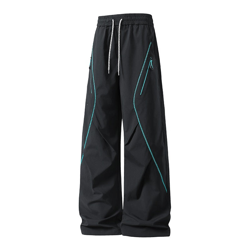 Herren Weite Utility-Jogginghose aus Funktionsnylon mit Kordelzug, Reißverschlusstaschen & kontrastierenden Nahtleisten Drune
