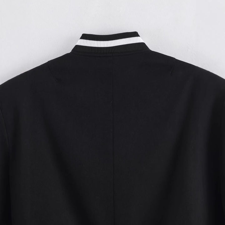 Damen Cropped-Boxy-Bomberjacke mit Rippbündchen und Druckknopfleiste Drune