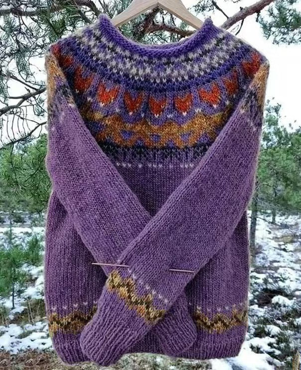 Damen nan Norwegerpullover aus Wollmix mit Rundhalsausschnitt und traditionellem Fair-Isle-Yoke Drune