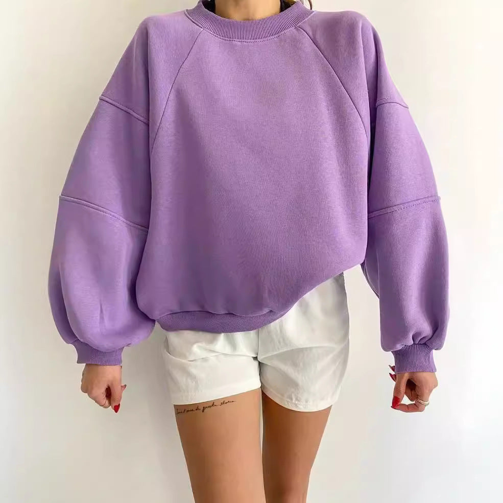Damen Oversized Sweatshirt mit Puffärmeln Drune