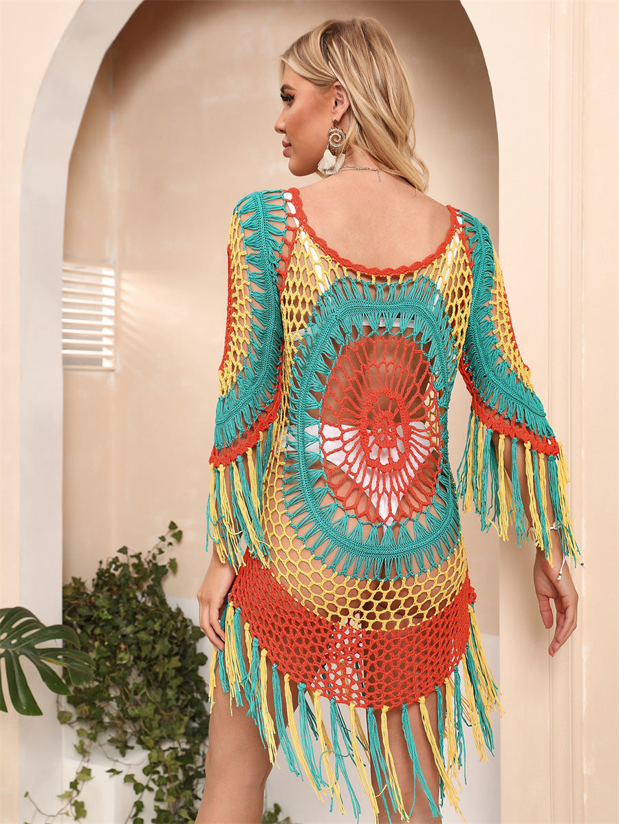Damen Häkel-Strandkleid mit auffälligem Fransen-Design Drune
