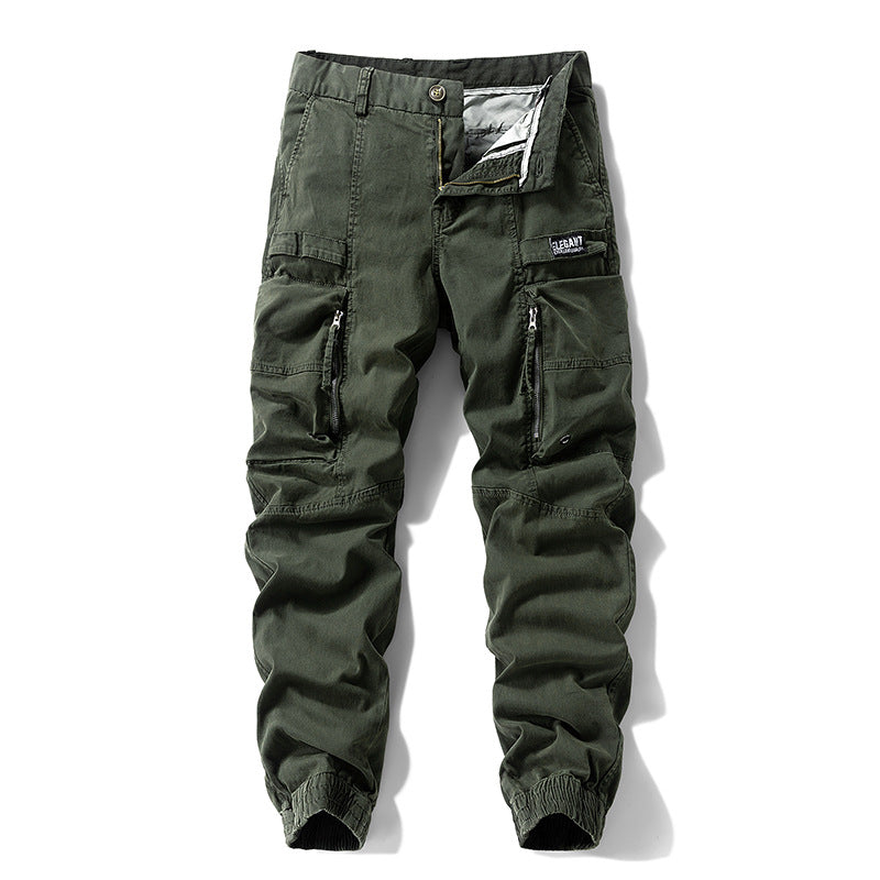 Herren Strapazierfähige Canvas-Cargohose im taktischen Look mit Kniepaneelen, Mehrfachtaschen und elastischem Knöchelabschluss Drune