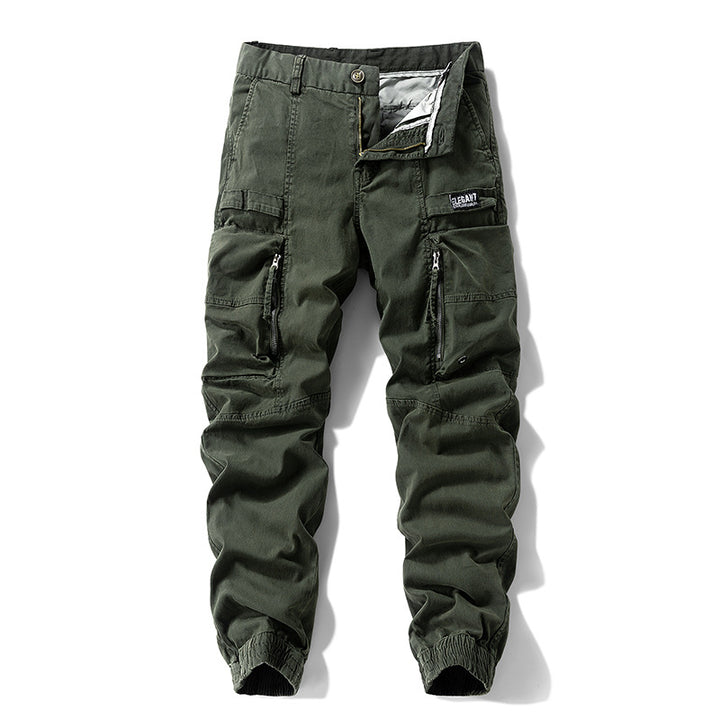 Herren Strapazierfähige Canvas-Cargohose im taktischen Look mit Kniepaneelen, Mehrfachtaschen und elastischem Knöchelabschluss Drune