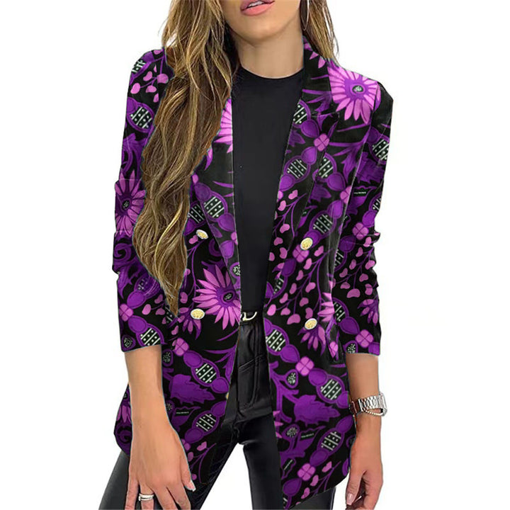 Damen Blazer mit floralem Muster und eleganten Knöpfen Drune