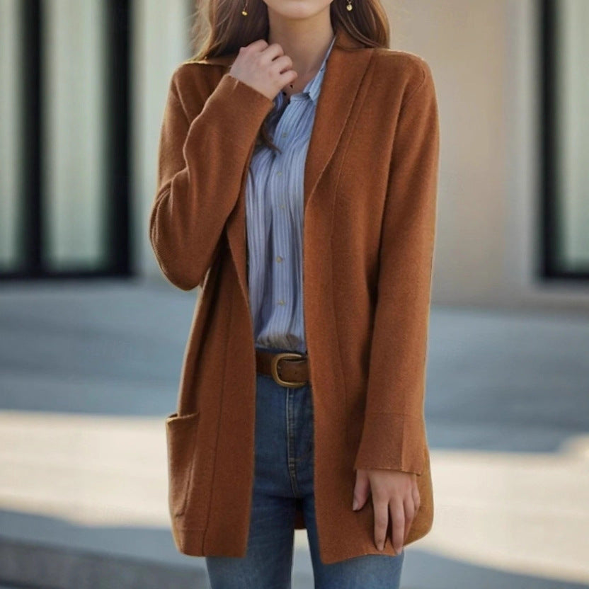 Damen Offener Longcardigan aus Soft‑Strick mit aufgesetzten Taschen Drune
