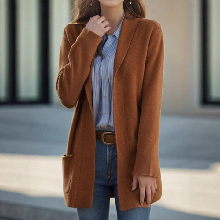 Damen Offener Longcardigan aus Soft‑Strick mit aufgesetzten Taschen Drune