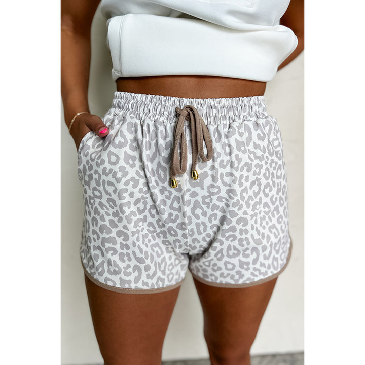 Damen Freizeit-Shorts mit modischem Leopardenmuster und elastischem Bund Drune