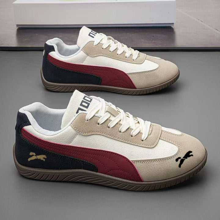 Herren Retro-Lowtop-Sneaker aus Wildlederimitat mit kontrastierendem Seitenstreifen und profilierter Gummisohle Drune