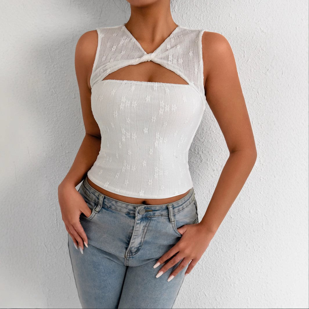Damen Cut-Out Top mit geknotetem Design Drune