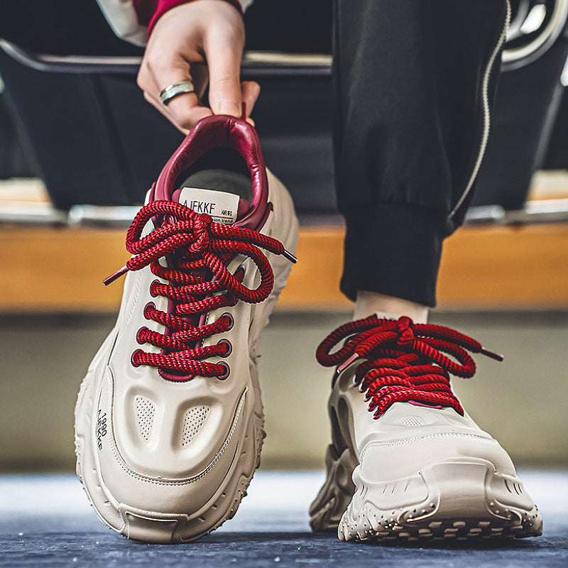 Damen klobige Plateausneaker mit perforiertem Obermaterial gepolstertem Knöchelkragen und griffiger Wellenlaufsohle Drune