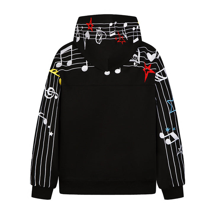 Damen Kapuzen-Sweatshirt mit musikalischem Noten- und Sternprint, relaxed Fit Drune