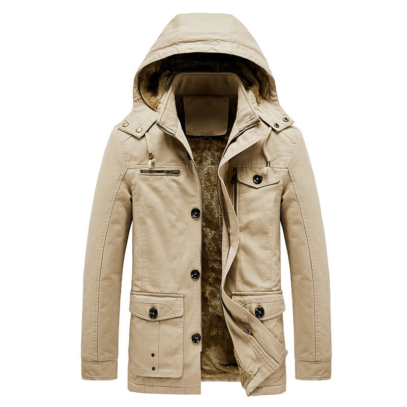 Herren Canvas-Parka mit Teddyfutter und funktionalen Pattentaschen Drune