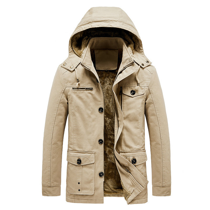 Herren Canvas-Parka mit Teddyfutter und funktionalen Pattentaschen Drune