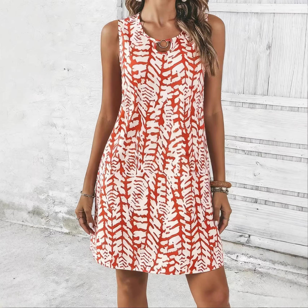 Damen Verspieltes Sommerkleid mit romantischem Schnitt und Schlüssel-Ausschnitt Drune