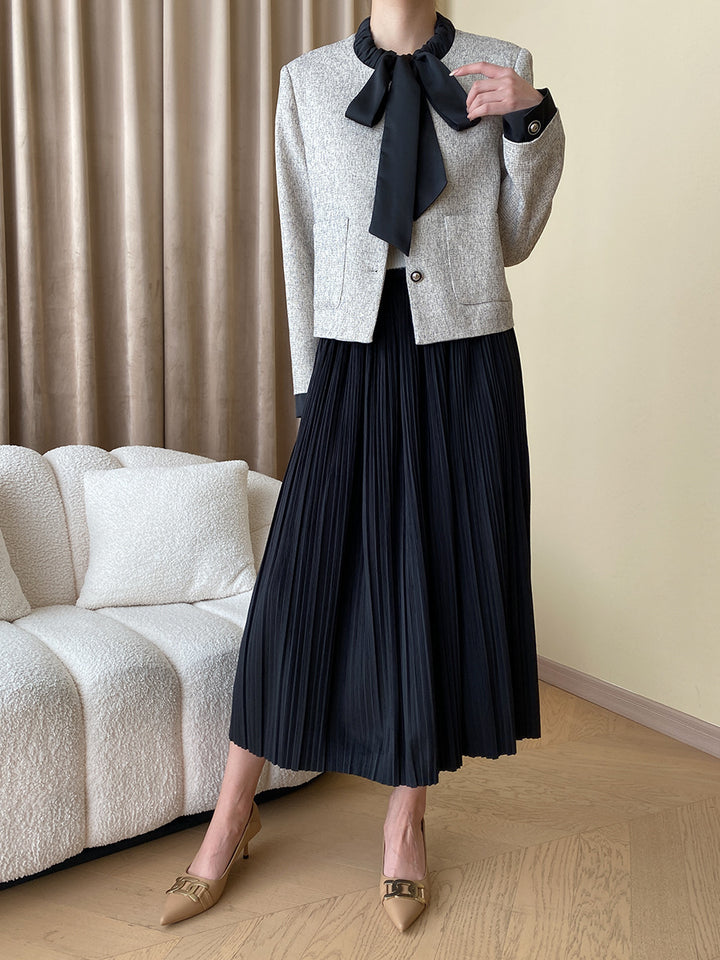 Damen Schicke Jacke mit dekorativem Kragen und Druckknopf Drune
