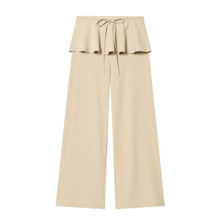 Damen Palazzo-Hose mit Volant-Taille und Tunnelzug Drune