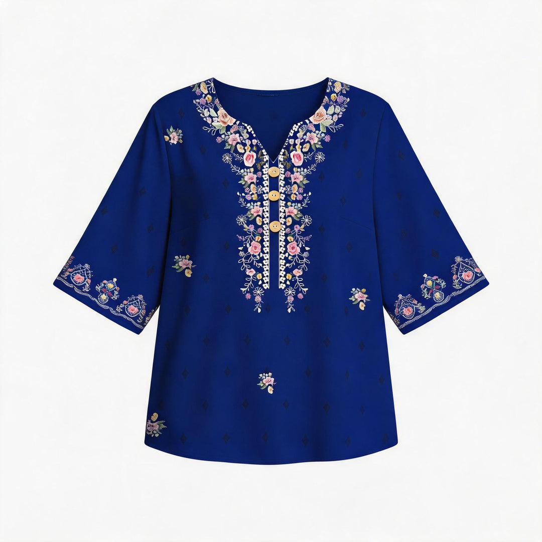 Damen lässiges Marine-Look Oberteil mit Knopfleiste Drune