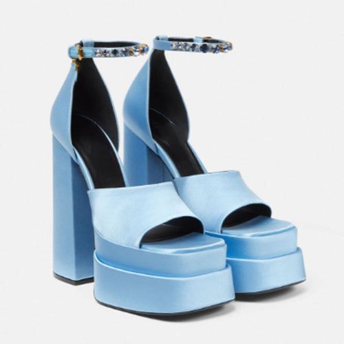 Damen High-Platform Open-Toe Sandalen mit verziertem Knöchelriemen Drune