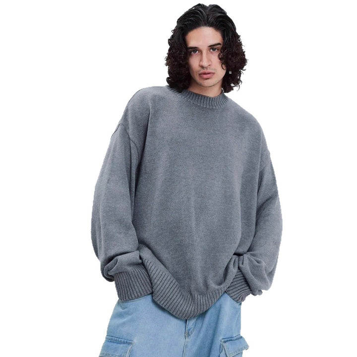 Damen gemütlicher Oversized Pullover mit strukturiertem Rippenmuster und breiten Bündchen Drune