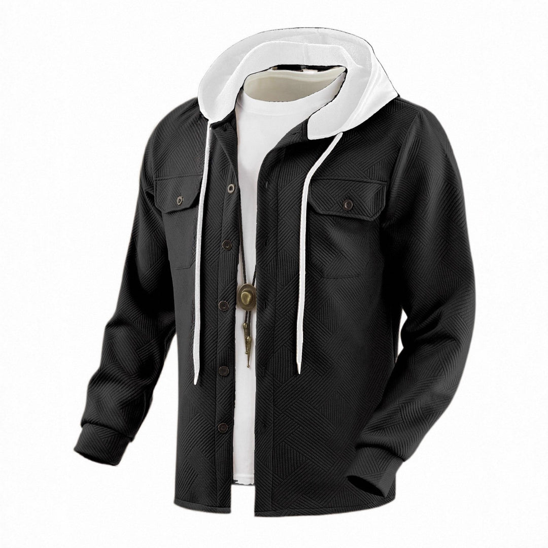Herren modische Hybrid-Jacke mit abnehmbarer Kapuze und praktischen Taschen Drune