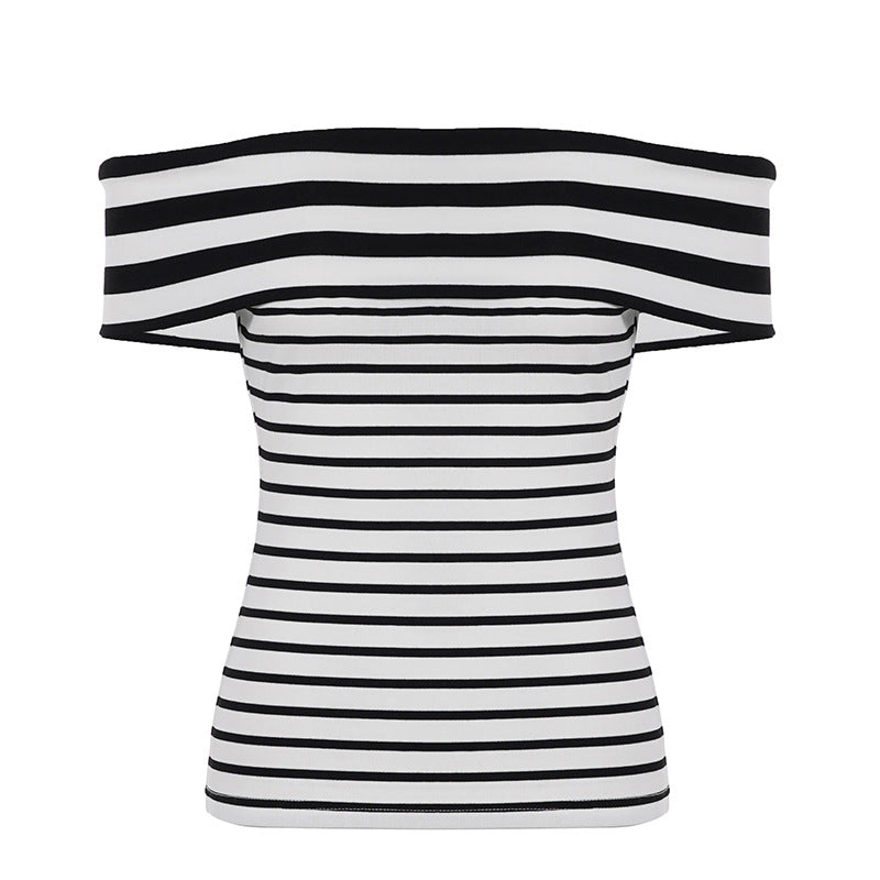 Damen Off-Shoulder Streifenoberteil Drune