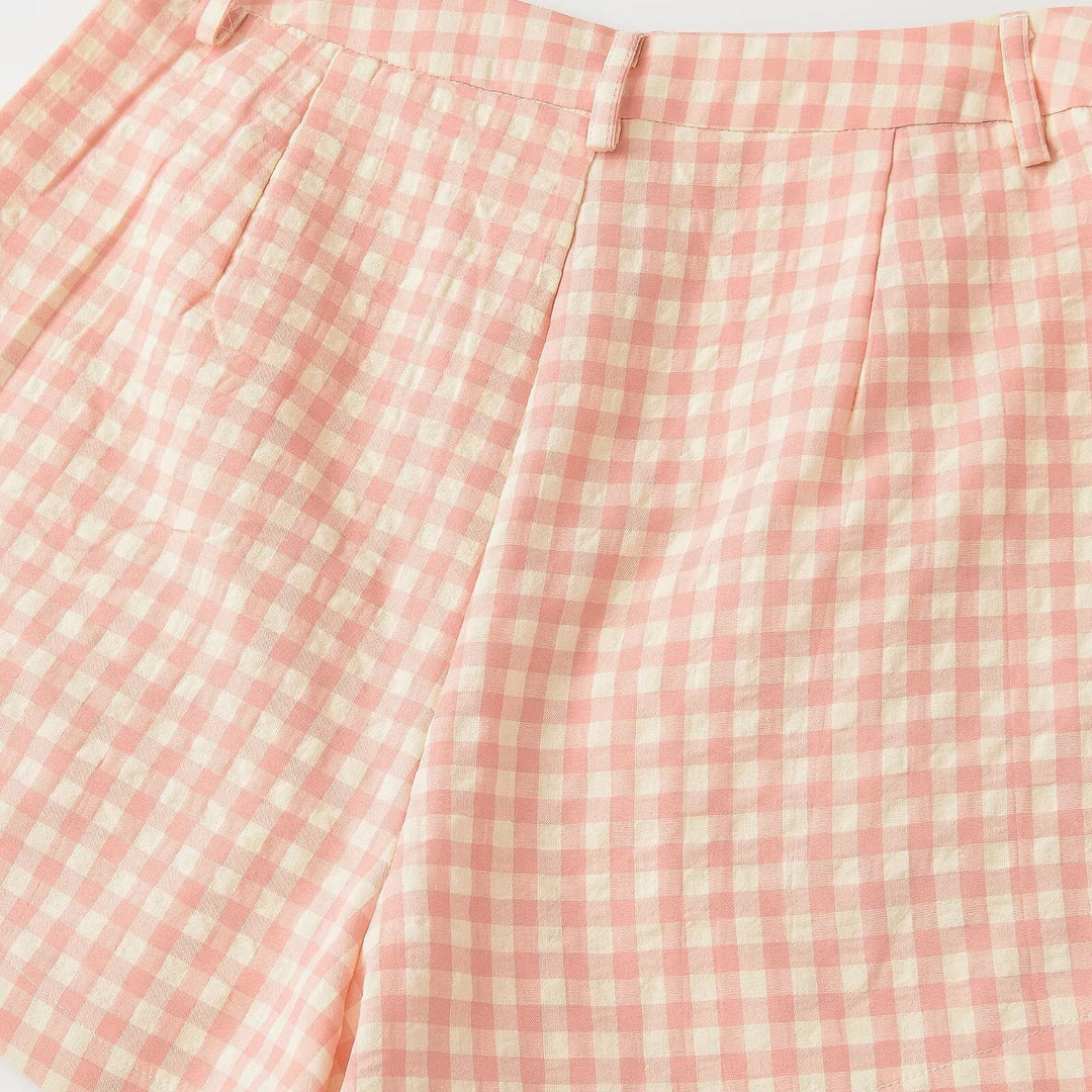 Damen Karierte Shorts mit hohem Bund und schickem Schnitt Drune