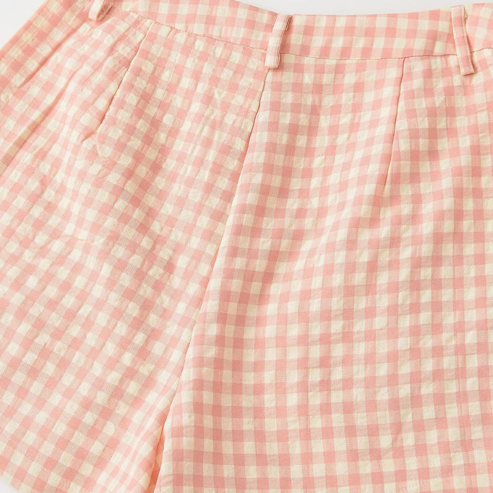 Damen Karierte Shorts mit hohem Bund und schickem Schnitt Drune