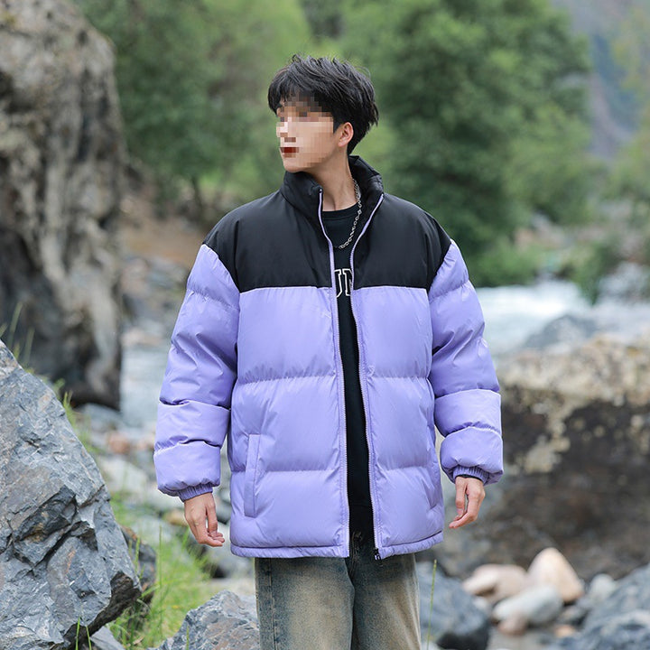 Herren Oversize-Steppjacke mit Colourblock-Schulter, hoher Stehkragen & windabweisender Wattierung Drune