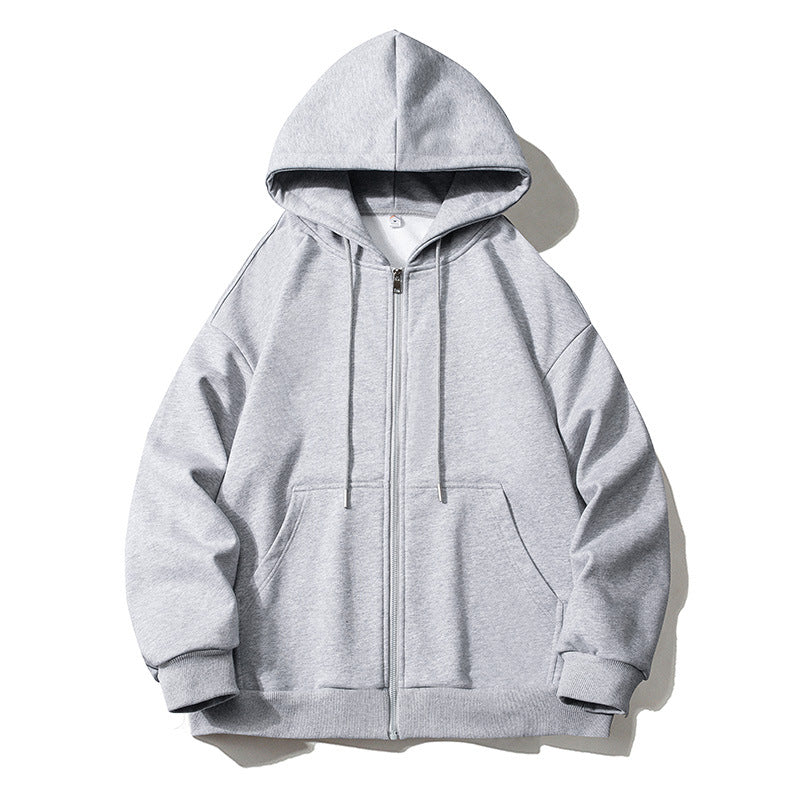 Herren Kapuzensweatjacke mit durchgehendem Reißverschluss, Oversize‑Schnitt und Raglanärmeln Drune