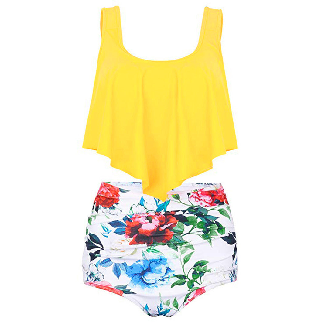 Damen Modisches Tankini-Set mit floralem Unterteil und lässigem Oberteil Drune