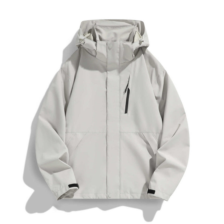 Damen Wasserabweisende Kapuzen‑Übergangsjacke mit verstellbarer Kapuze, verdeckter Frontblende und Multifunktionstaschen Drune