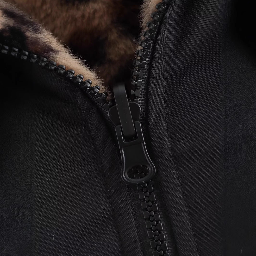 Damen Kurze Boxy-Jacke mit gefüttertem Kunstfellkragen und elastischem Saum Drune