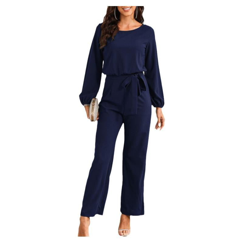 Damen eleganter Jumpsuit mit eleganten Ärmeln und tailliertem Schnitt Drune