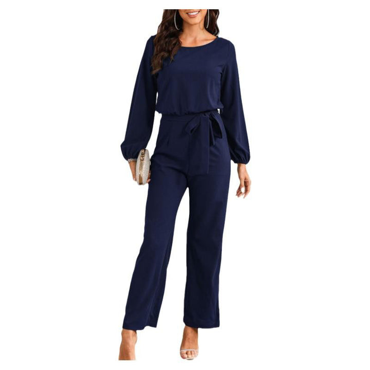 Damen eleganter Jumpsuit mit eleganten Ärmeln und tailliertem Schnitt Drune