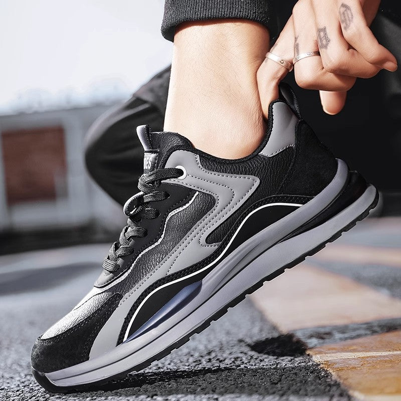 Herren sportive Chunky-Sneaker mit Wildleder- und Kunstlederoverlays, gepolstertem Einstieg und reaktiver Wellen-Zwischensohle Drune