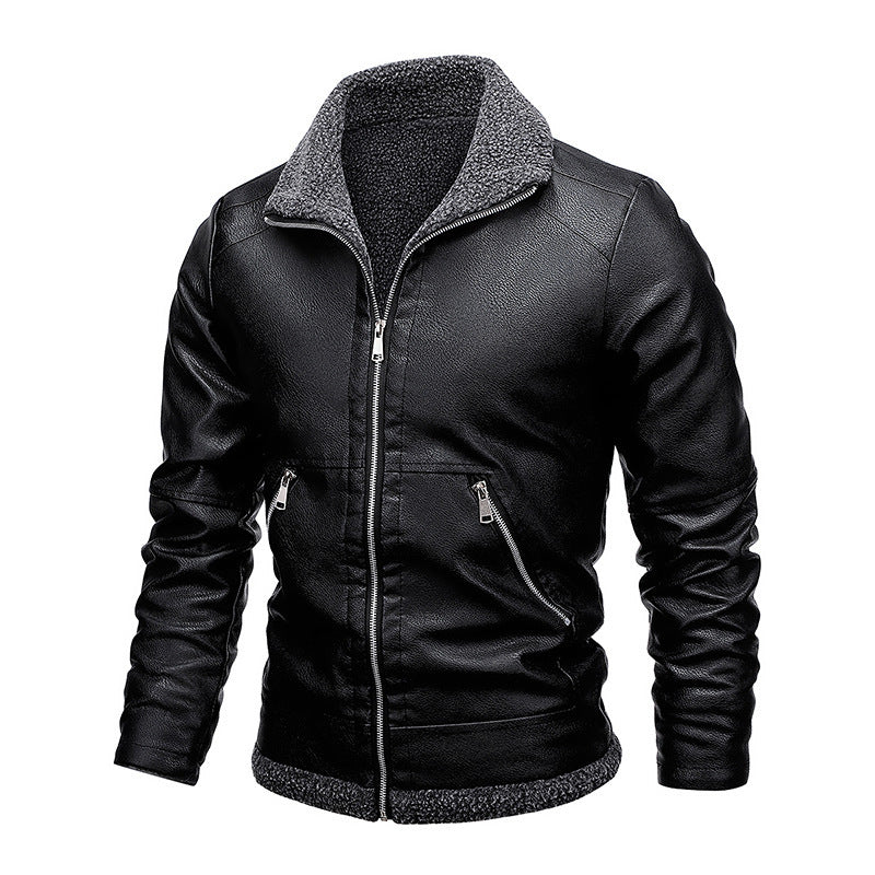 Herren Aviator-Kunstlederjacke mit vollem Sherpa-Innenfutter und Reißverschluss Drune