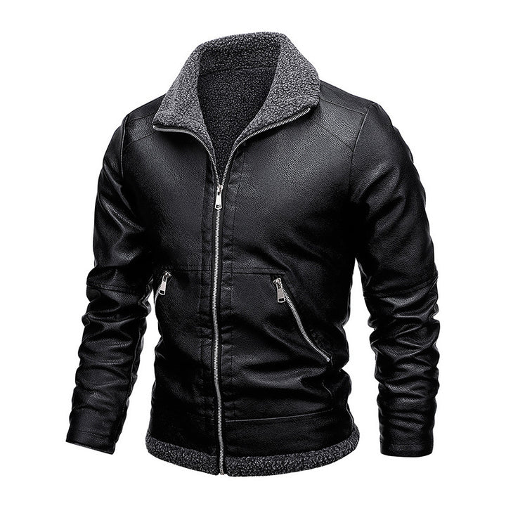 Herren Aviator-Kunstlederjacke mit vollem Sherpa-Innenfutter und Reißverschluss Drune