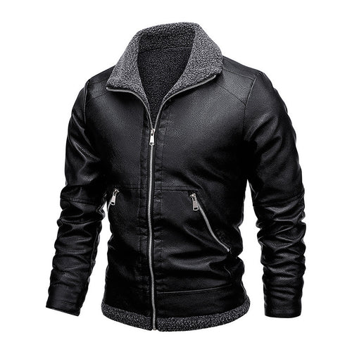 Herren Aviator-Kunstlederjacke mit vollem Sherpa-Innenfutter und Reißverschluss Drune