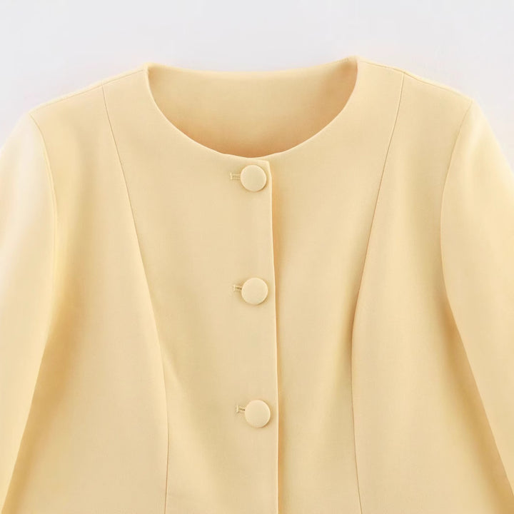 Damen elegante Blazerjacke mit dekorativen Knöpfen und Schnittführung Drune