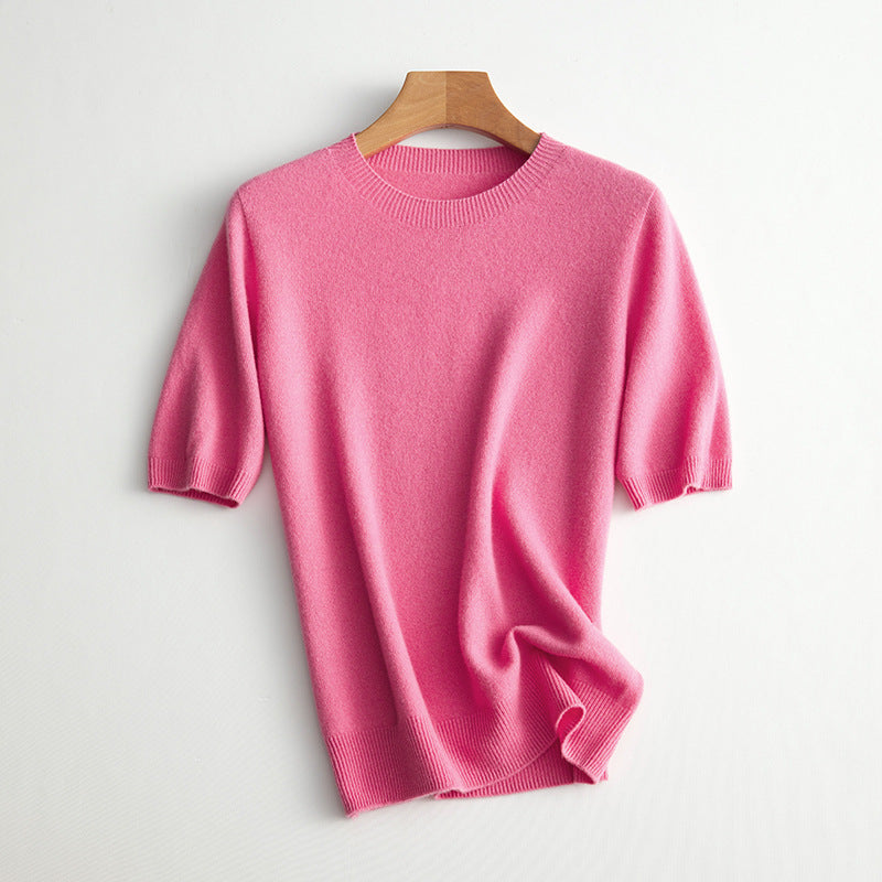 Damen Kurzarm Cashmere-Mix Pullover Drune