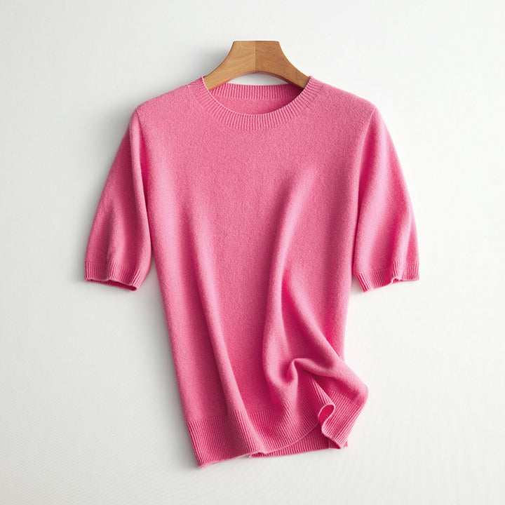 Damen Kurzarm Cashmere-Mix Pullover Drune