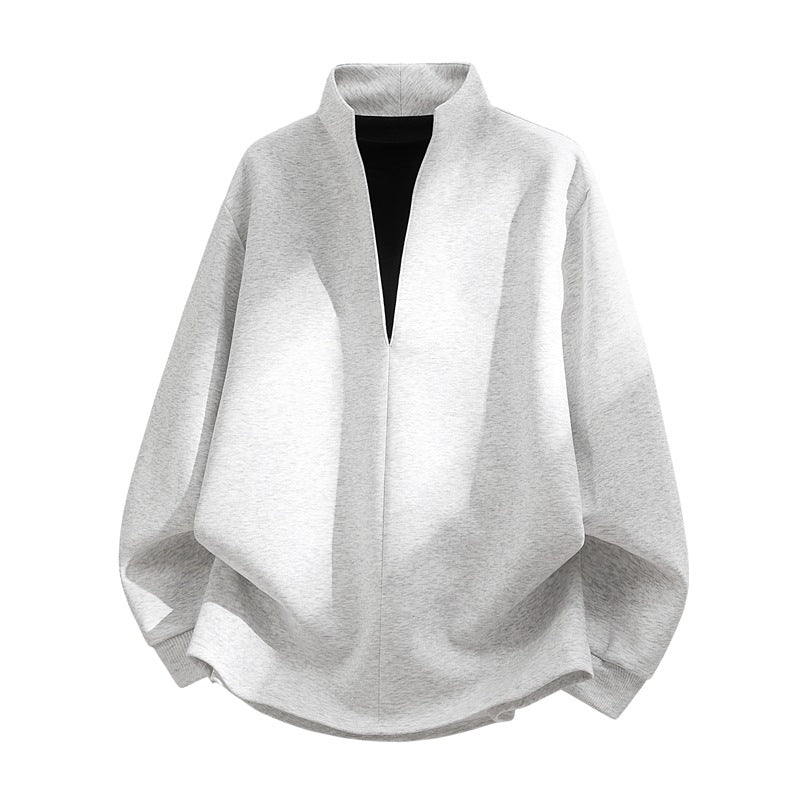 Unisex Oversize-Sweatshirt mit Stehkragen, halber Öffnung und abgerundetem Saum Drune